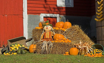 Decorative straw bale for fall porch display
